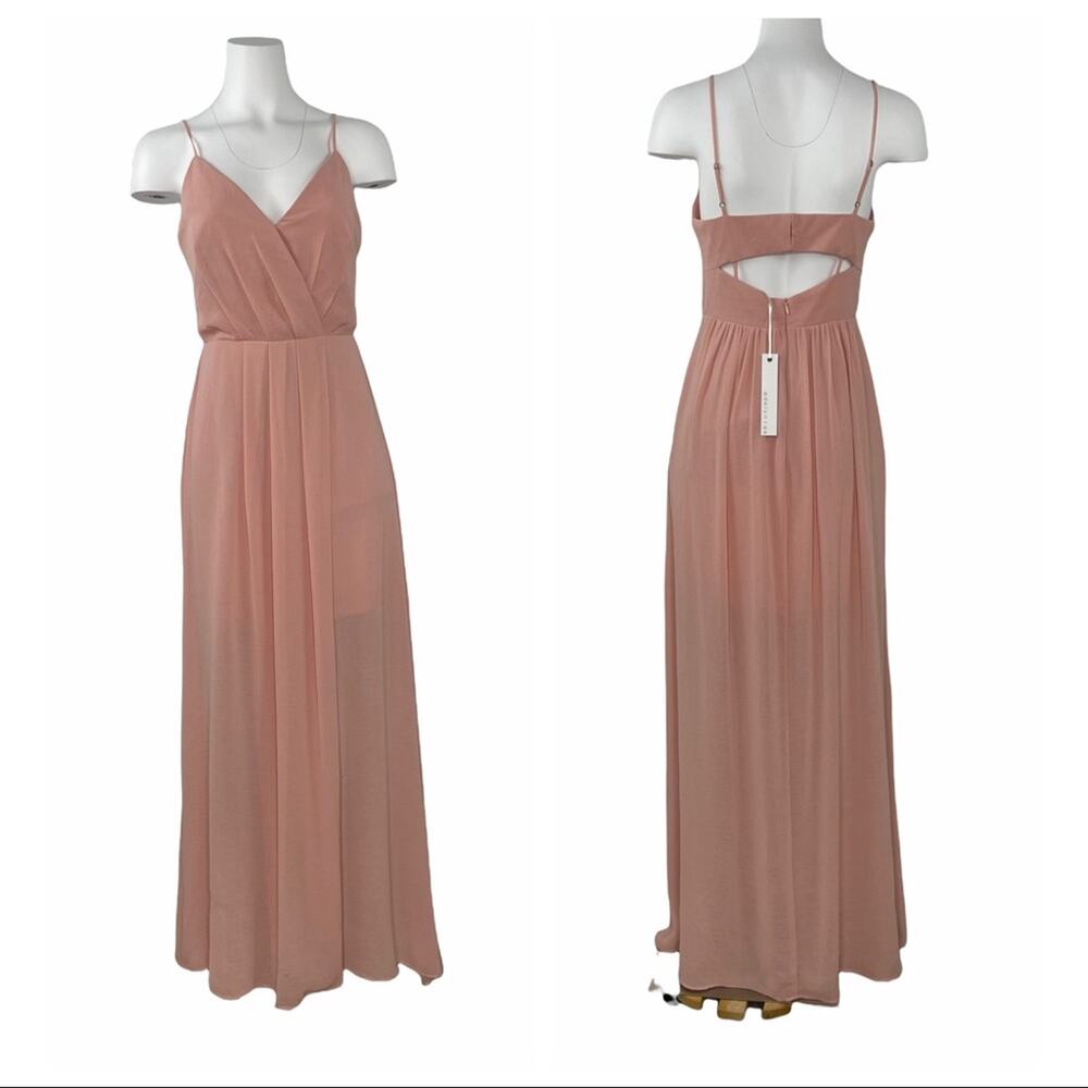 Adelyn Rae Blush Chiffon Long Maxi Gown Sleeveless